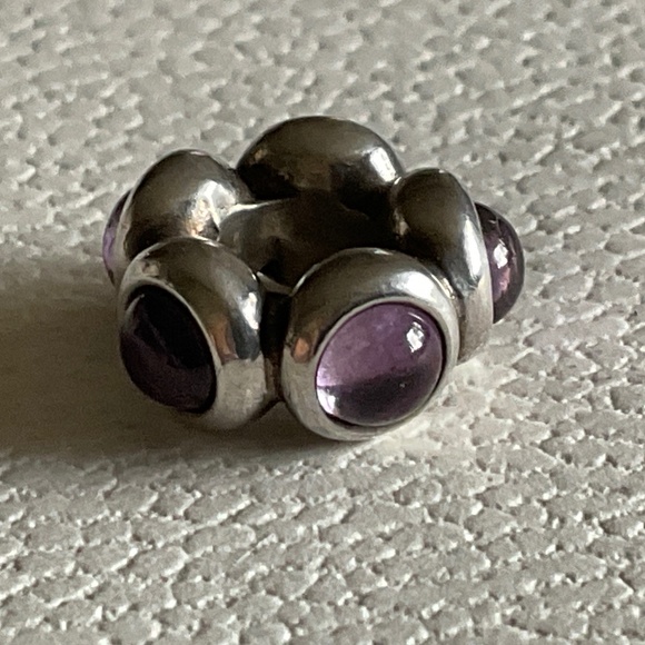 Pandora Silver and Purple Charm Bracelet - Picture 2 of 3